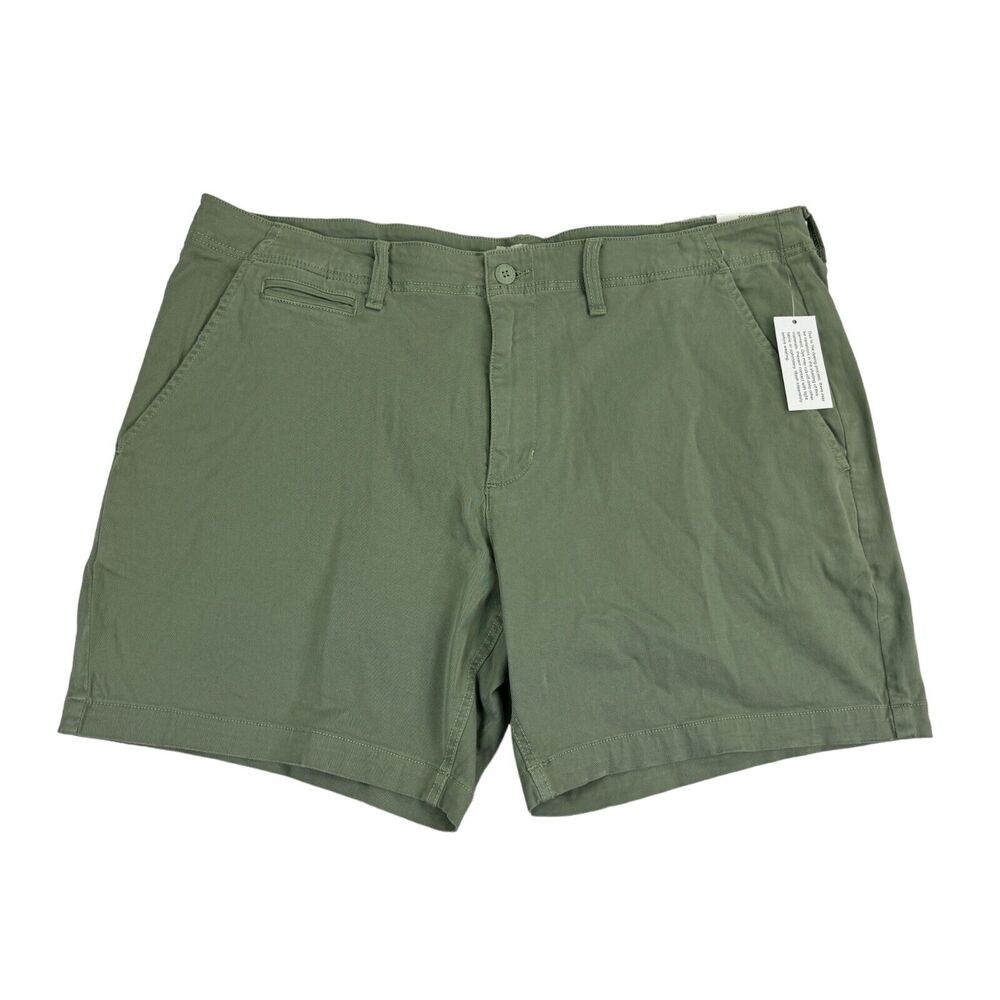 Sun + Stone Mens Flat Front 7" Chino Shorts Artichoke Green 40